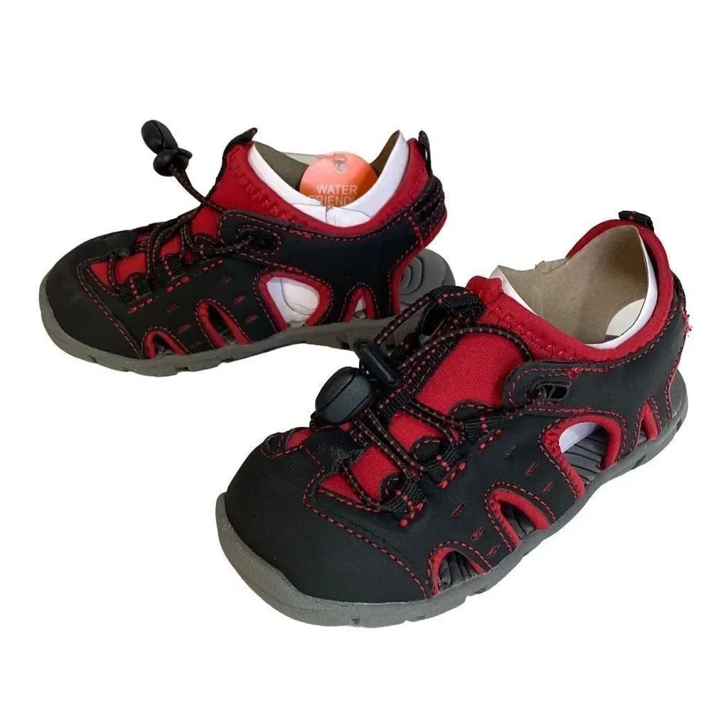 New Jumping Beans‎ Toddler Black and Red Water Friendly Sandals Size 8T